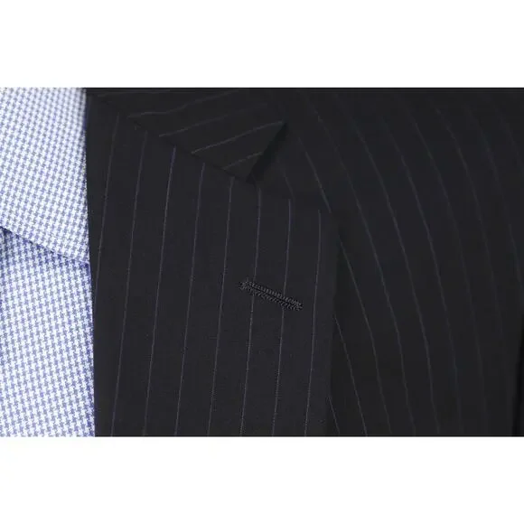 Brooks Brothers BrooksCool Black Sky Blue Pinstripe 2-Btn Suit Jacket Blazer 42L - Picture 5 of 8